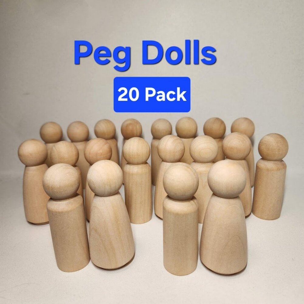 LARGE 20 Peg Dolls Craft Supplies 3.5" Tall Wedding Cake Toppers Woodpeckers Unf